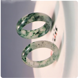 南阳独山玉戒指冰种老料白天蓝独玉指环老水飘绿花男女玉石戒圈