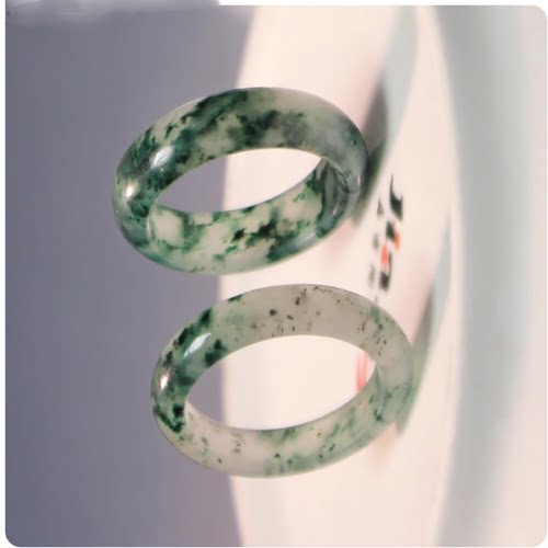 南阳独山玉戒指冰种老料白天蓝独玉指环老水飘绿花男女玉石戒圈