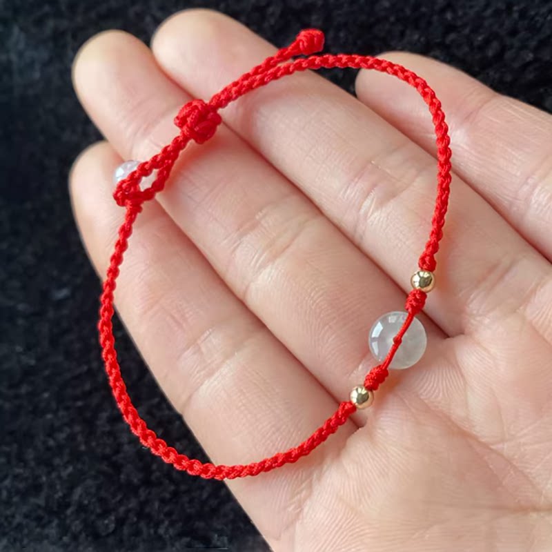翡翠平安扣本命年宝宝编织红绳转运保平安情侣亲子手链18k男女饰