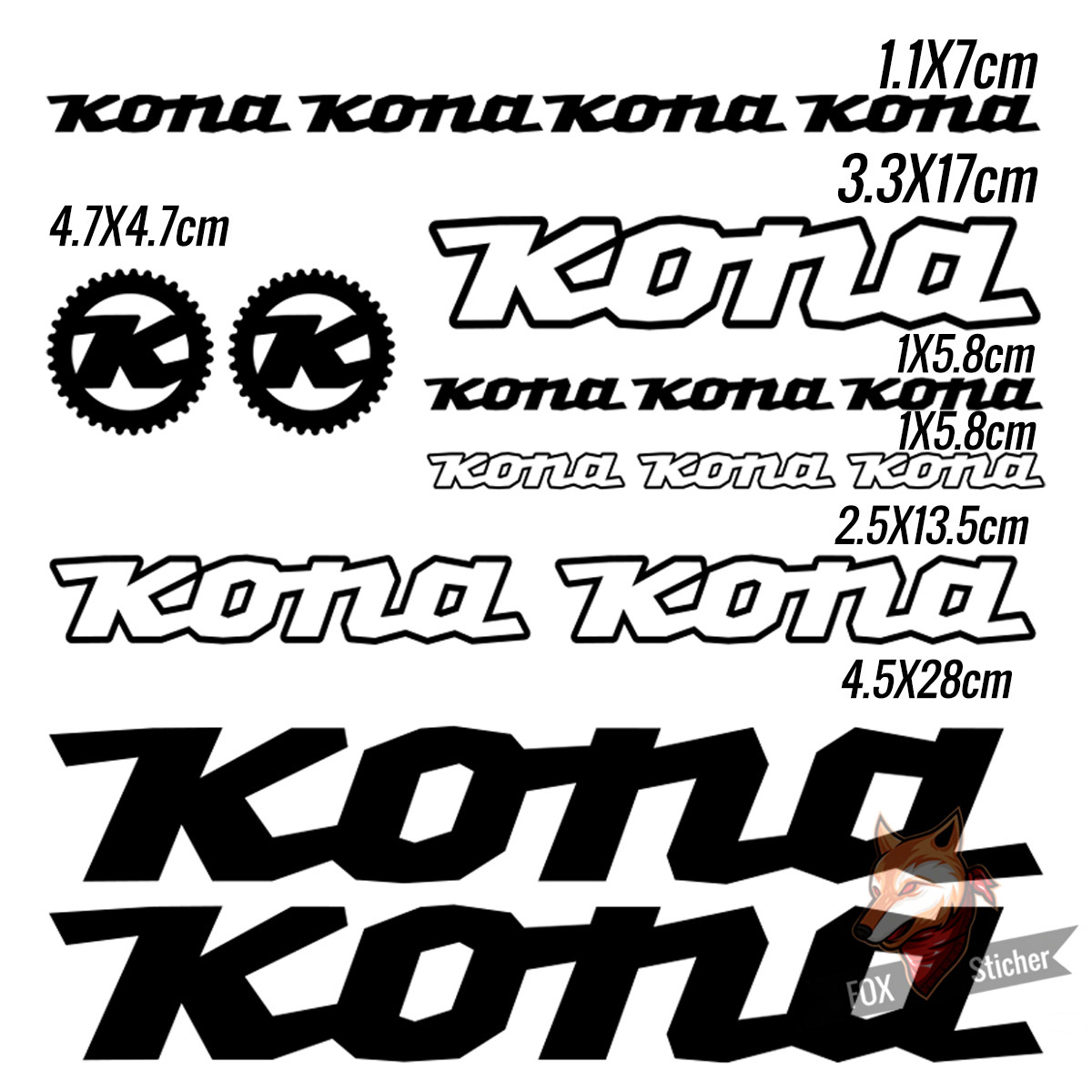 自行车架改装 KONA 轻量化装饰贴纸多种尺寸防水防晒多色可选