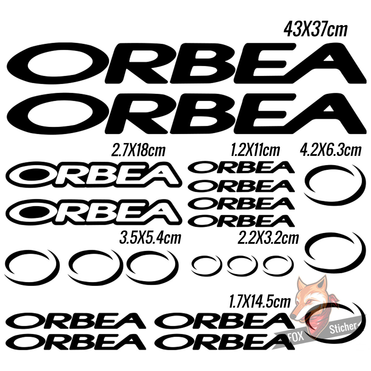 自行车架改装 ORBEA 轻量化装饰贴纸多种尺寸防水防晒多色可选