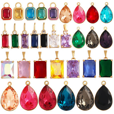 K39 DIY饰品配件 欧美风格 长方形 水滴 几何 玻璃  挂件项坠