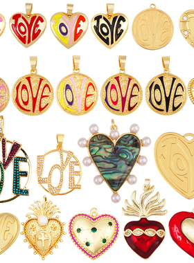 R34 新款 欧美流行 纯铜 滴油 彩色 Love 爱心 吊饰 项坠 小挂件