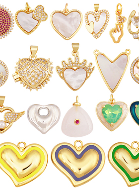 R37 新款 欧美流行 滴油 彩色 爱心 手势 锆石 吊饰 项坠 小挂件