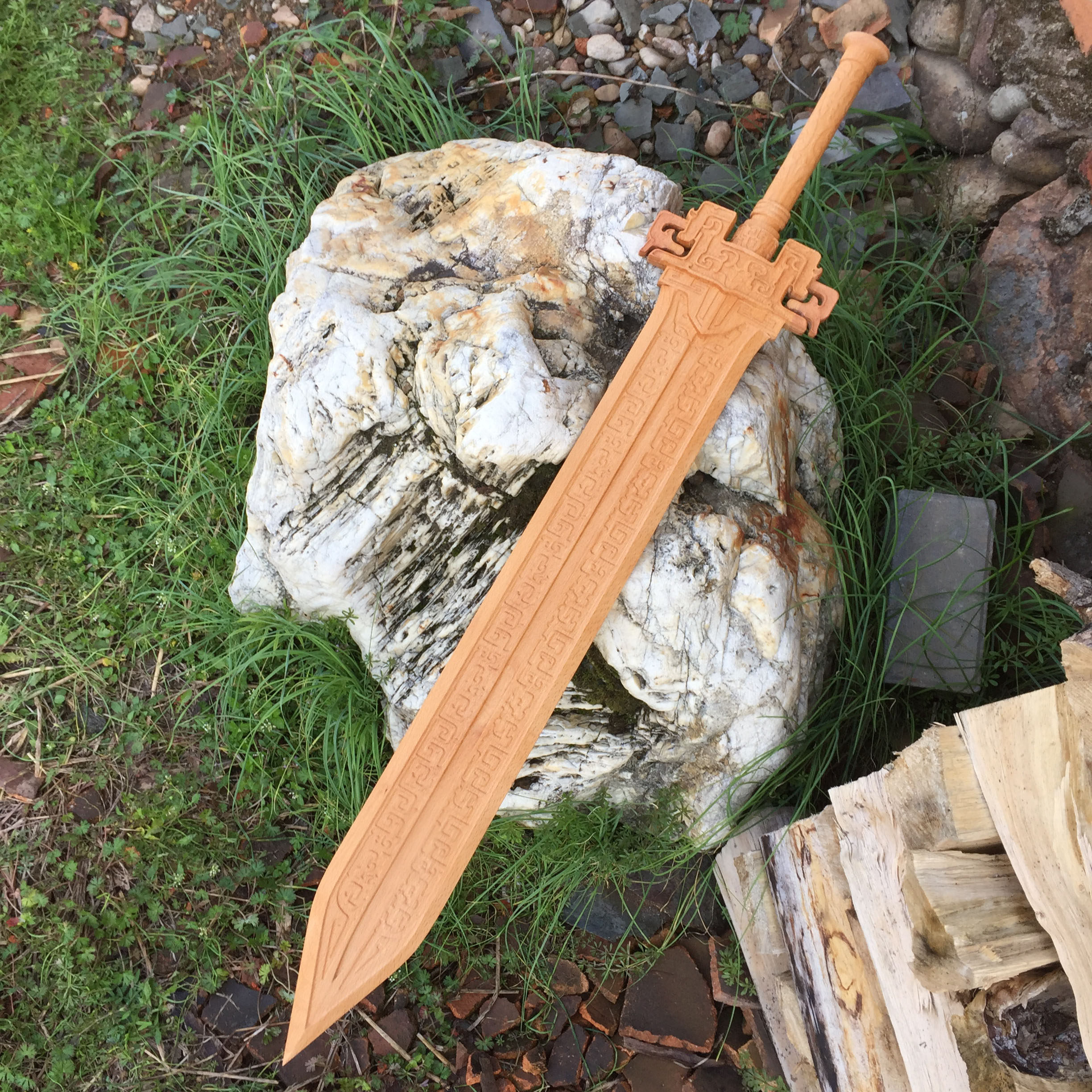 1比1木质任嘉伦烈焰诛天剑武器模型摆件雕刻工艺品影视剧道具动漫