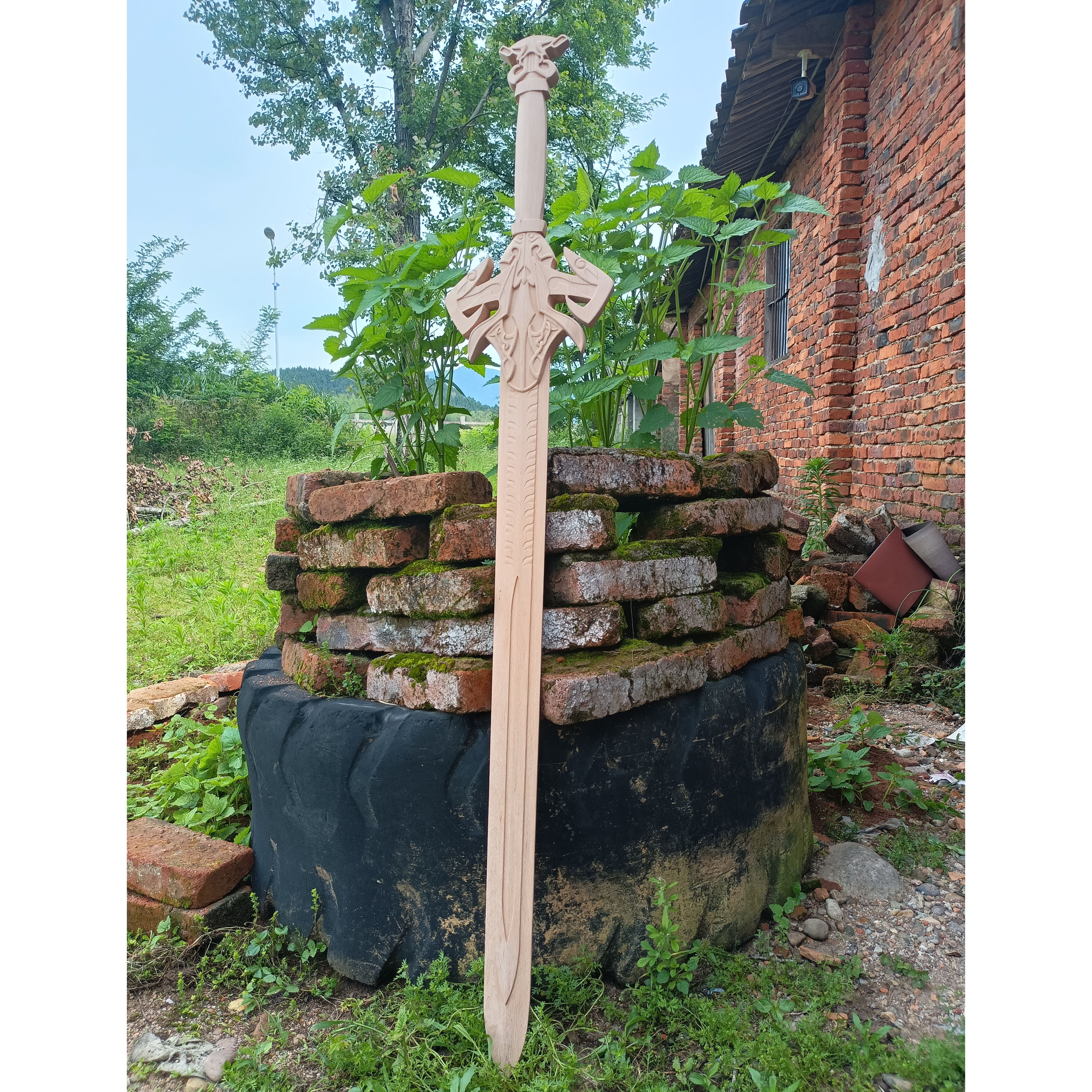 木剑正品虎魄剑防身冷兵器1比1还原道具手工雕刻影视道具