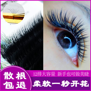 0.05自动一秒开花bC翘睫毛山茶花水貂绒毛嫁接睫毛自然超软不散根