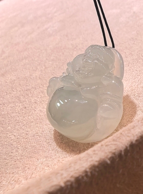 天然翡翠吊坠女缅甸弥勒佛玉坠天然a货佛公挂件男玉佩