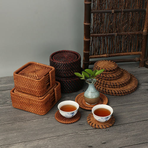 越南藤杯垫茶壶垫藤编功夫茶壶托