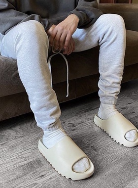 正版纯原yeezy拖鞋侃爷运动FOAM椰子一字拖slide厚底男女沙滩INS