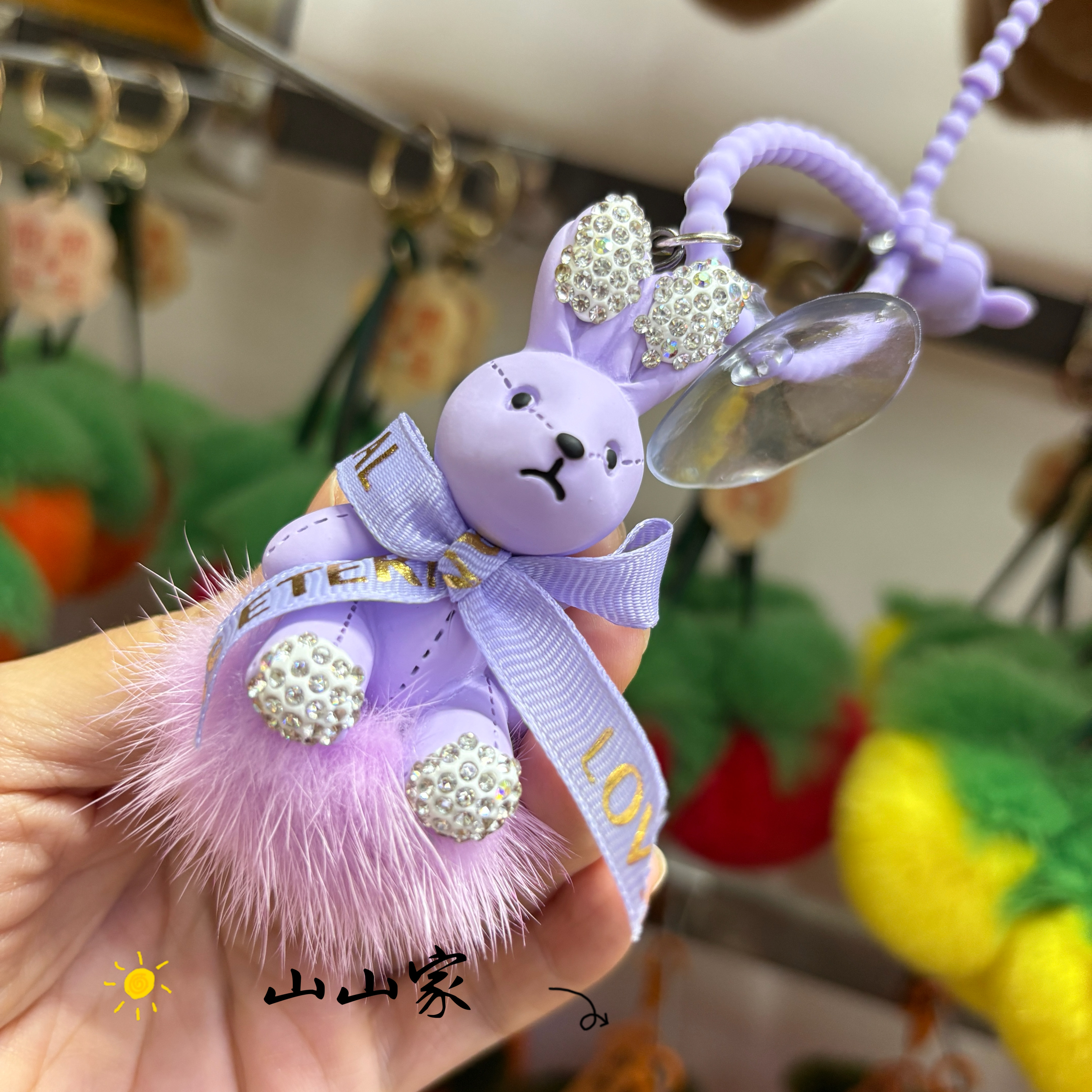 创意点钻水貂兔钥匙扣精致领结女生包包挂件汽车钥匙链小礼物挂饰