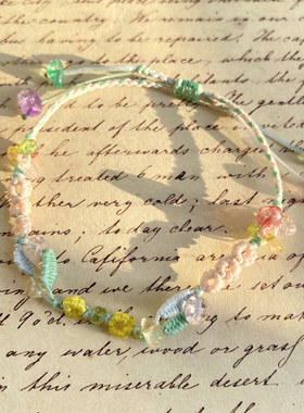 新中式手工编织天然原石手绳闺蜜情侣高颜值学生党小众水晶手链