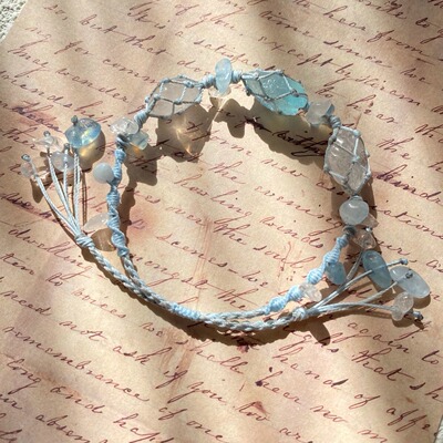 海蓝宝白水晶原石手链