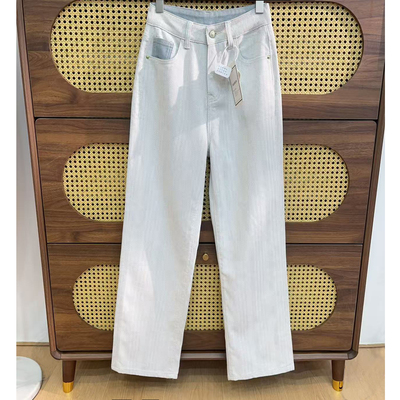 [实体品牌][卡乐元素][定制面料]窄版阔腿牛仔裤女高腰显瘦裤