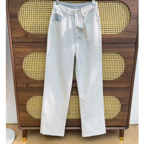 [实体品牌][卡乐元素][定制面料]窄版阔腿牛仔裤女高腰显瘦裤