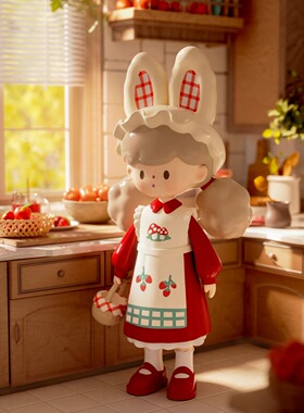 全新正版molinta爆米花妹妹吊卡草莓果酱150%限定潮玩大娃高15cm