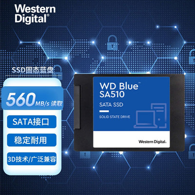 WD西部数据250GB固态硬盘SSD笔记本2.5寸台式机3D技术 蓝盘SA510