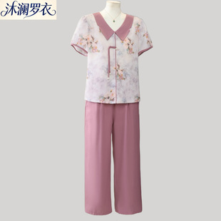 2026新款妈妈装夏装休闲短袖套装新款衣服中老年人洋气上衣女装薄