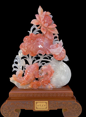 玉石招财金龙鱼摆件开业礼