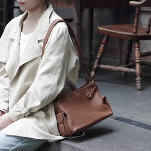 云水集真皮女包植鞣头层牛皮腋下包大版循迹hobo高级感通勤斜挎包