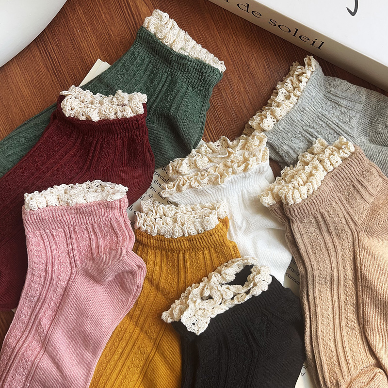 袜子女短袜复古蕾丝潮ins潮少女