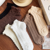 日系可爱船袜 泡泡口花边袜子女 搭配玛丽珍鞋 纯棉韩国少女短筒袜