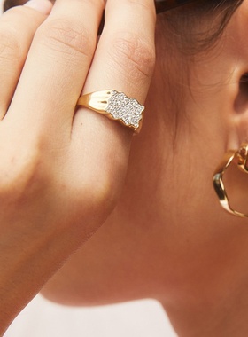 欧美热销爆款s925纯银感百搭ins风锆石简约个性设计戒指