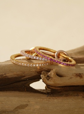 s925纯银相连三环排钻戒指女感轻奢气质时尚欧美热销银饰