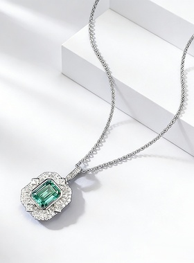 轻奢鑫葆康珠宝新款S925银8*10mm阿斯切帕拉伊巴项链吊坠名媛轻奢