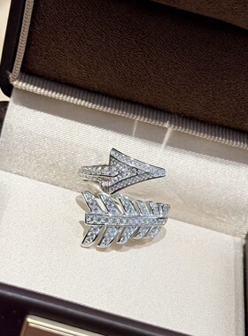 轻奢S925纯银 光阴之箭开口满钻戒指精致爆闪羽毛设计感箭头