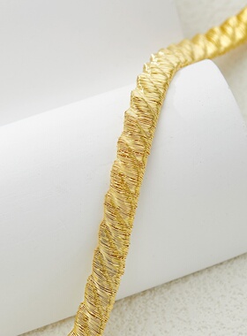 设计师意大利拉丝工艺S925银6M暗花银丝斜纹ins风手链时尚百搭