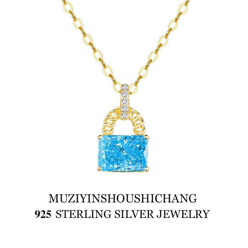 轻奢S925银冰花切包包项链韩版时尚简约方糖劲链高级感小众精致锁