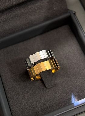 指环调节新款上市戒指方块CNC镜面光面工艺阶梯不规则纯银S925感