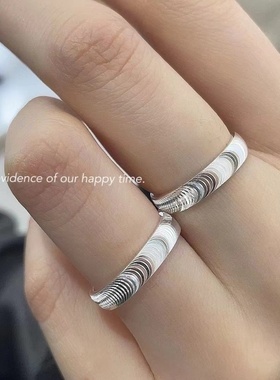 设计师足银9999猫眼开口戒指女cnc爆闪轻奢感简约时尚纯银指环