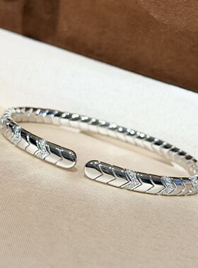 轻奢s925纯银 蛇型开口手镯弹簧银不变形中古风vingtage感白金