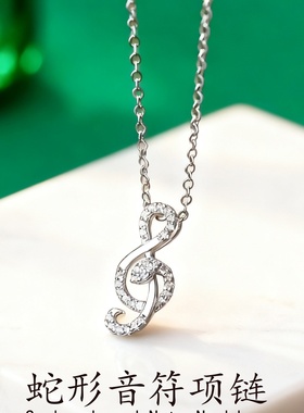 设计师足银999小红书爆款灵蛇音符项链韩版百搭小众设计蛇形吊坠