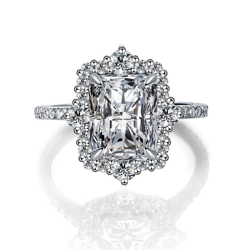 镀金银新款跨境全莫桑石雷迪恩切克拉8925*热卖戒指410外贸2023