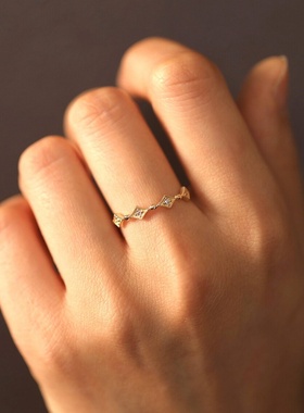 鑫葆康轻奢设计师S925纯银复古曲线玫瑰波浪戒指女个性法式简约