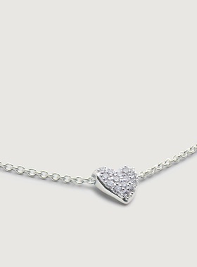 s925纯银欧美时尚镶钻可滑动爱心吊坠项链女小众设计感项饰