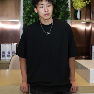 纯色小领口简约美式重磅短袖t恤