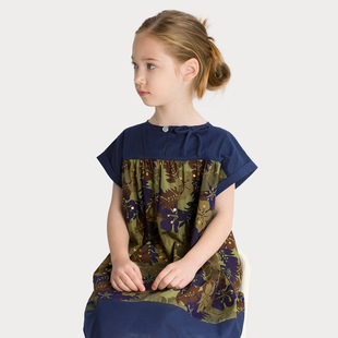 雅童小铺童装 全棉儿童公主裙子中大童裙 女童藏青连衣裙2024夏装