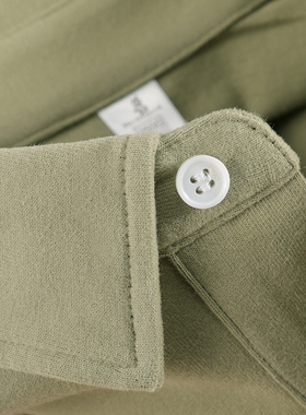 匹戏重磅250g日系polo衫豆绿纯棉翻领保罗衫短袖T恤男夏潮牌纯色