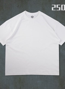 匹戏250g重磅宽松磨毛新疆棉T恤男五分袖落肩袖短袖上衣港风ins潮