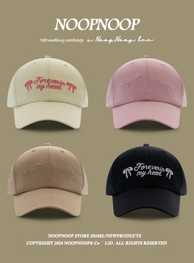 韩国ins蝴蝶结刺绣字母棒球帽女夏日甜美可爱少女心鸭舌帽显脸小