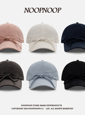 高品质蝴蝶结系带棒球帽纯色甜美风女生帽子百搭时尚鸭舌帽宽帽檐