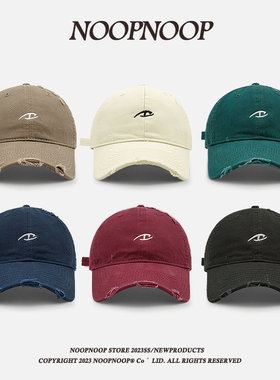 ins美式街头潮牌D字母刺绣棒球帽女显脸小百搭韩版破洞鸭舌帽子男