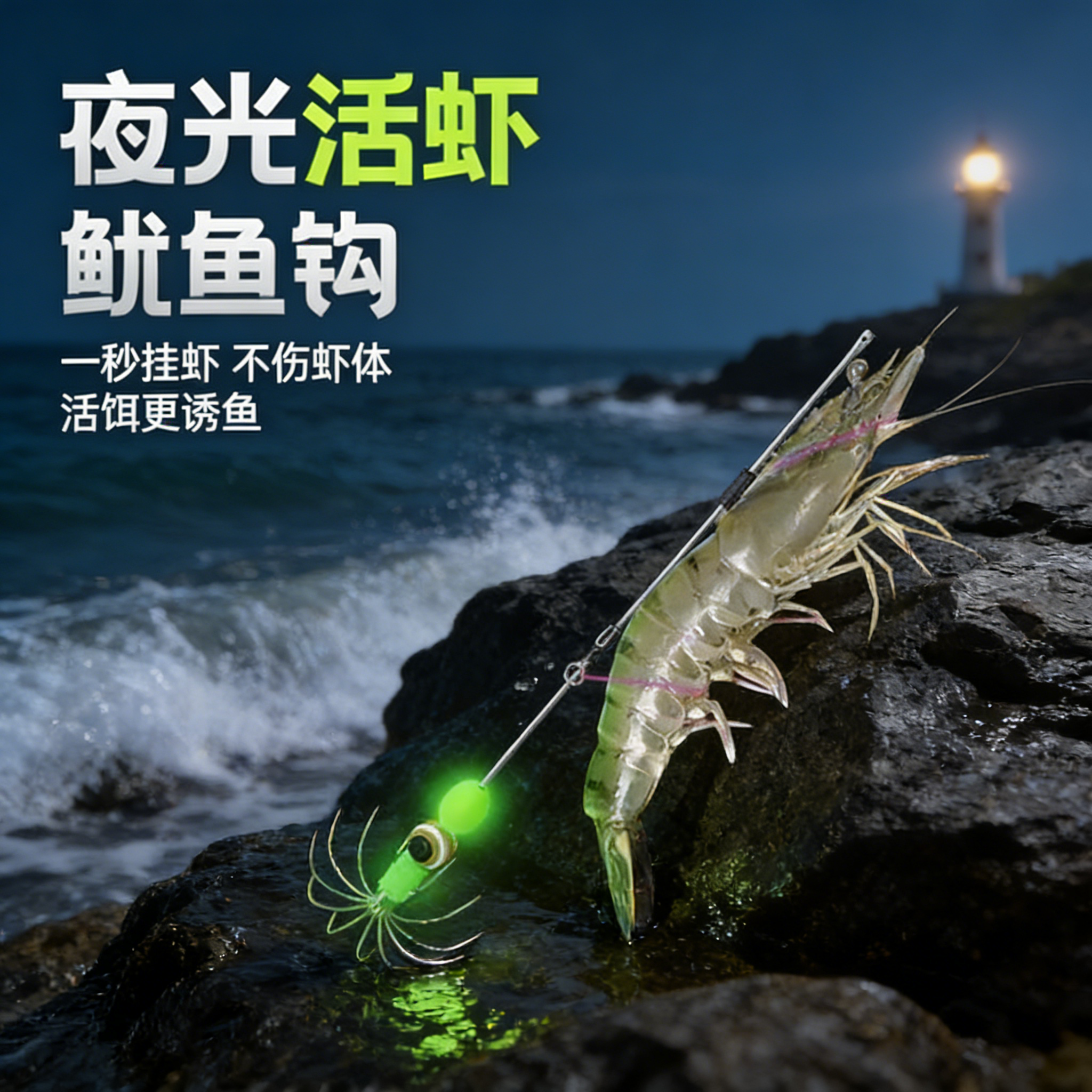 活虾背钩吹筒活虾钩夜光鱿鱼钩不锈钢伞钩海钓乌贼八爪章鱼墨鱼大