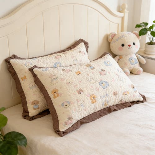 50x80cm枕套ins风纯棉夹棉加厚枕套一对40X60全棉枕头套加大50x80