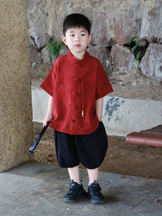 男童汉服夏季新中式套装儿童国风唐装薄款男宝周岁礼服男孩古装潮