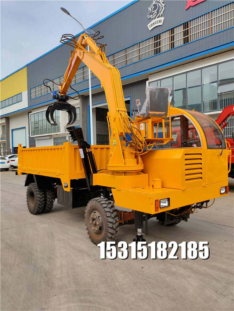 自制6吨黄色随车抓四轮抓木机多功能抓吊一体机随车抓木器可定制